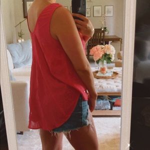 Hot pink laser cut tank top blouse size small